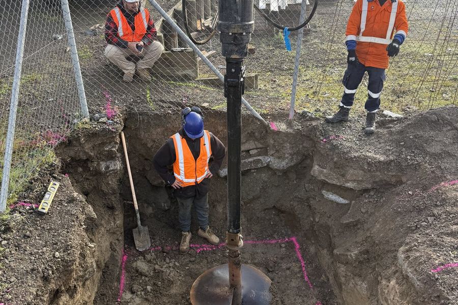 Screw piles driven for a commercial build